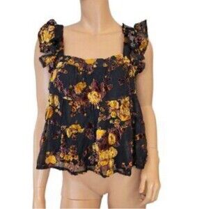 blue rain Womens Medium Velvet Zeta Burnout Babydoll Shirt Tank Whimsigoth